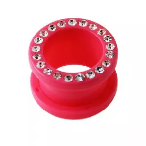 UV Multi Jeweled Pink Ear Flesh Tunnel