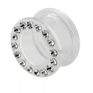 UV Transperant Multi Jeweled Ear Flesh Tunnel