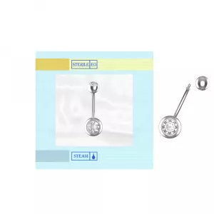 EO Gas Sterilized 316L Surgical Steel Double Jeweled Belly Banana Ring