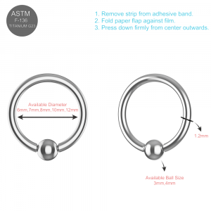 EO Gas Sterilized G23 Grade Titanium Captive Bead Rings