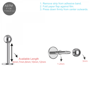EO Gas Sterilized G23 Grade Titanium Labret with Ball