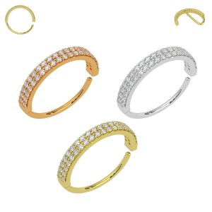 Double Line CZ Jeweled 316L Surgical Steel Bendable Flexy Cartilage Ear Piercing