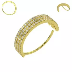 Triple Line CZ Jeweled 316L Surgical Steel Bendable Flexy Cartilage Ear Piercing