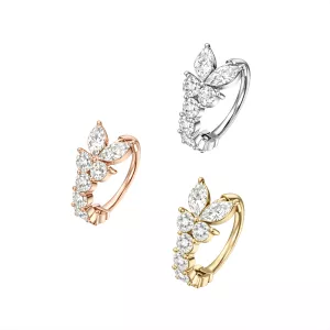 316L Surgical Steel CZ Jeweled Butterfly Open Hoop Ring