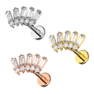 316L Surgical Steel Crown Design Internally Threaded Top with Flat Back Labret