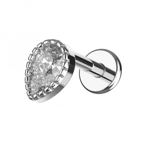 316L Surgical Steel Tear Drop Design Internally Threaded Top with Flat Back Labret