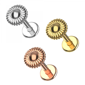 316L Surgical Steel Chamomile flower Design Internally Threaded Top with Flat Back Labret