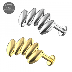 Implant Grade Titanium Internally Threaded Labret Stud With 3D Marquise Leaf