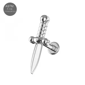 Implant Grade Titanium Internally Threaded Labret Stud With Dagger Top