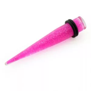 Fuchsia Glitter Straight Ear Expander