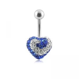 Multi Color Crystal stone Heart Banana Bar Navel Ring