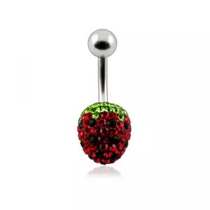 Crystal stone Strawberry Belly Ring 