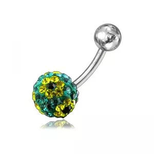 Multi Glitter Crystal stone Navel Banana Belly Ring FDBLY255 
