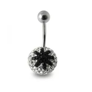Black Star Fish Crystal Stone Star Banana Bar Belly Ring 