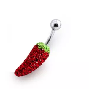 Red Chilli Crystal stone Belly Ring 