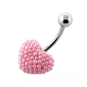 Tiny Pink Pearl balls Heart Navel Banana