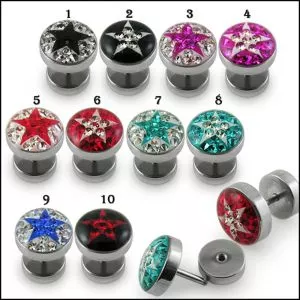Crystal stone Satr Fake Ear Plug