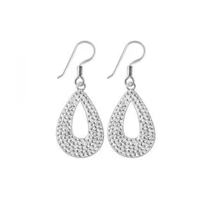 Sterling Silver Crystal Hollow Tear drop Earring
