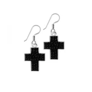 Sterling Silver Crystal Cross Earring 