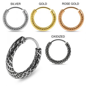 925 Sterling Silver Laser Cut Hoop Earring