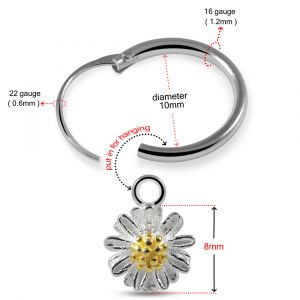 925 Sterling Silver Dangling Sunflower Design Earring