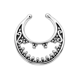 Floral With Tribal dots Non Piercing Fake Clip on Septum Ring
