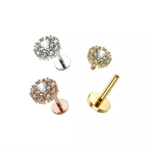 Flower Jeweled Cartilage Helix Tragus Piercing Ear Stud