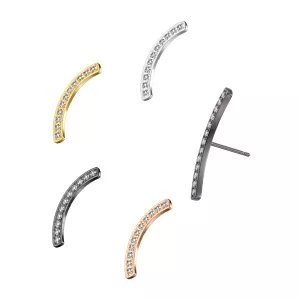 G23 Grade Titanium Continuous CZ  Jeweled Arch Design Threadless Pin Top