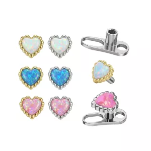 G23 Grade Titanium Opal Heart Shape Dermal Anchor