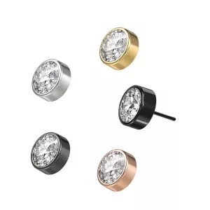 G23 Grade Titanium Round CZ With  Threadless Pin Top