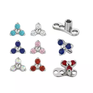 G23 Grade Titanium Trinity Jewelled Micro Dermal Anchor