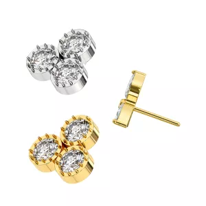 G23 Grade Titanium Triple Petal Threadless Pin Top