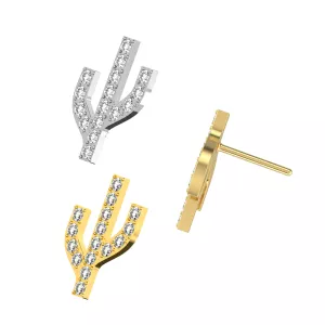 G23 Implant Grade Titanium CZ Stone Cactus Design Threadless Pin Top
