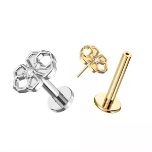 G23 Titanium CZ Jeweled Spider Threadless Pin Tragus Top with Labret