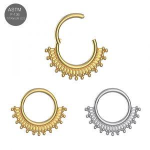 G23 Titanium Tribal Sunburst Hinged Segment Clicker Ring