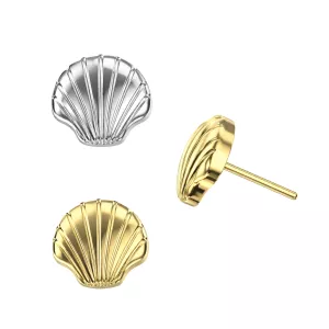 Wholesale G23 Titanium Threadless Pin Top Plain color - Seashell Design