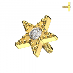 316L Surgical Steel Star Internally Threaded Top with Clear CZ | 0.9mm