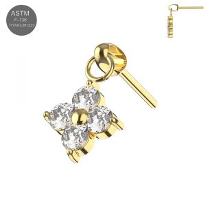 ASTM F-136 Titanium Bugadi Flower Dangle Threadless Top – Universal 18G/16G Fit