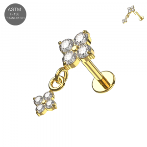 ASTM F-136 Titanium Cascade Blossom Threadless Labret (18G/16G)