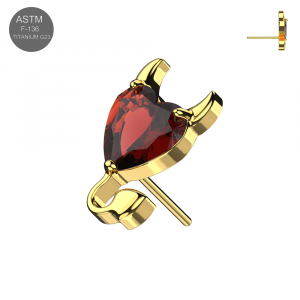ASTM F-136 Titanium Devil Heart Threadless Top – Universal 18G/16G Fit