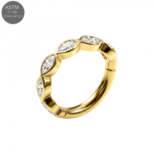 G23 Titanium Marquise CZ Eternity Hinged Clicker Ring – 16G | 8mm