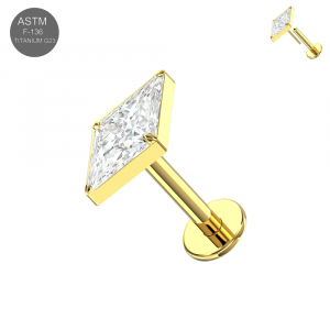 ASTM F-136 Titanium Kite CZ Threadless Labret Set (18G/16G)