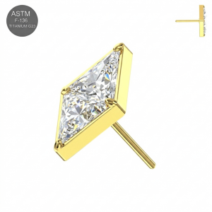 ASTM F-136 Titanium Kite CZ Threadless Top – Universal 18G/16G Fit