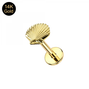14K Solid Gold Internally Threaded Scallop Shell Labret Piercing | 16G