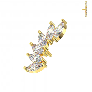 316L Surgical Steel 6-Crystal Graduated Marquise Cluster Top