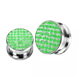 Green Dots on White Glitter Ear tunnel gauges