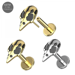 G23 Titanium Raven Mask Threadless Pin Tragus Top with Labret