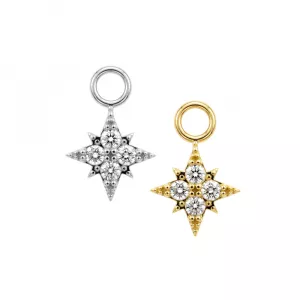 316L Surgical Steel Celestial North Star CZ Charm for Hinged Clickers | Fits 20G, 18G & 16G