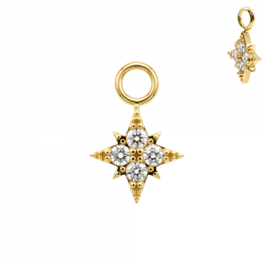 316L Surgical Steel Celestial North Star CZ Charm for Hinged Clickers | Fits 20G, 18G & 16G