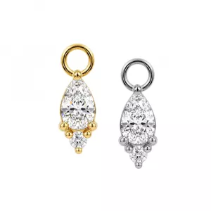 316L Surgical Steel Pear Drop CZ Charm for Hinged Clickers | Fits 20G, 18G & 16G